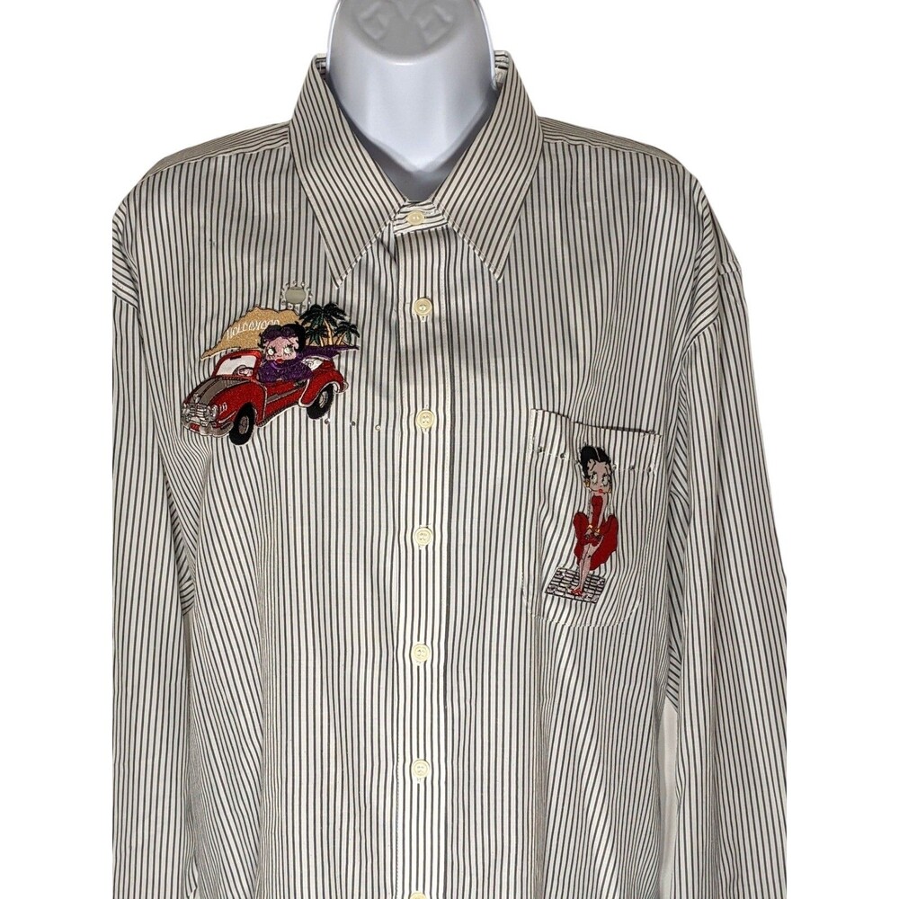 Vintage Betty Boop Button Up 2XL Embroidered Embellished Rhinestone Novelty TAG